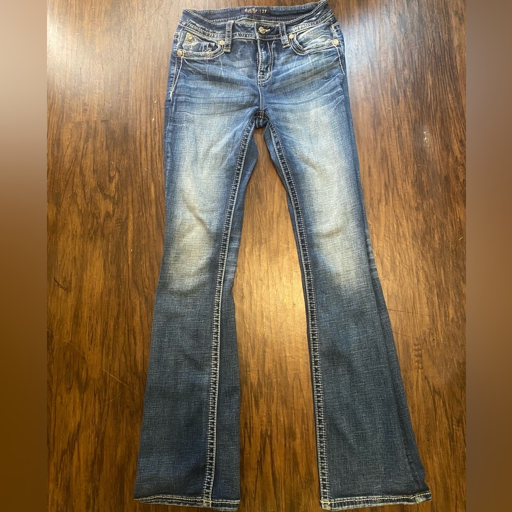 Miss Me Women's Blue Jeans with Embellished Pockets
